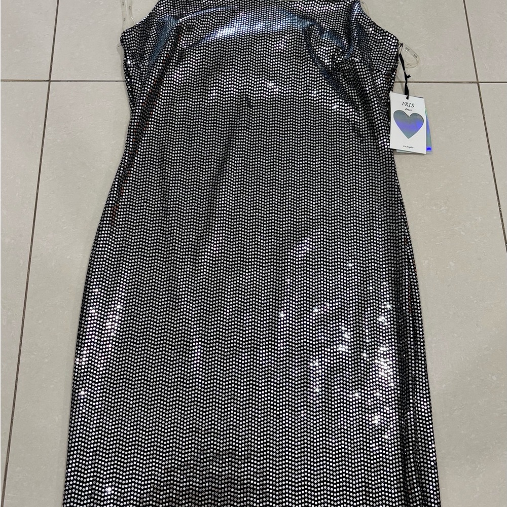 Iris Silver Backless Sequin Dress